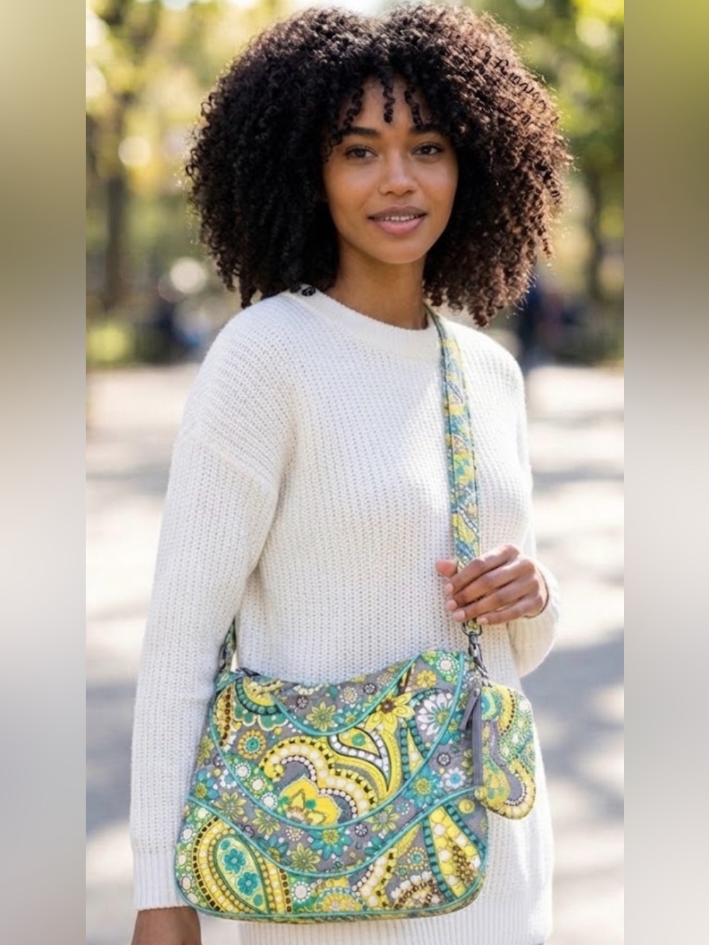 Vera Bradley Yellow Green Quilted Paisley Lemon Parfait Crossbody Bag & Wallet